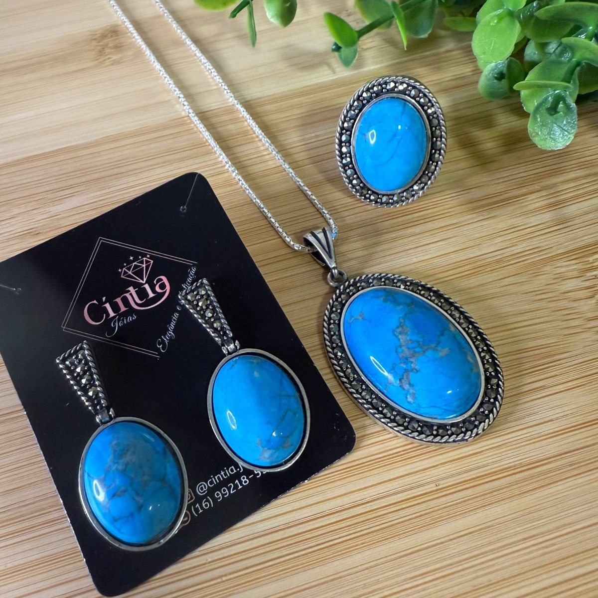 Conjunto de Prata Indiano Turquesa - Imagem 2