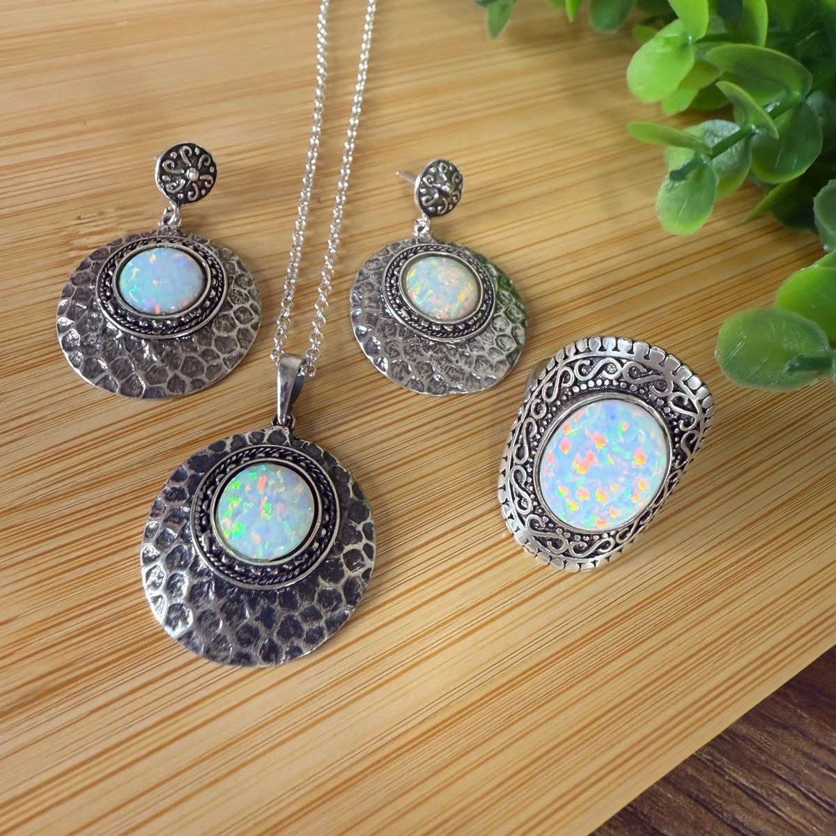 Conjunto de Prata Indiana Pedra Lua