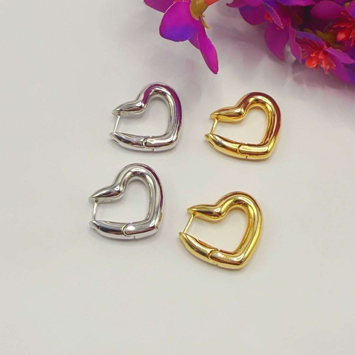 Argola Coração Maximalista Banhado a Ouro - Imagem 3