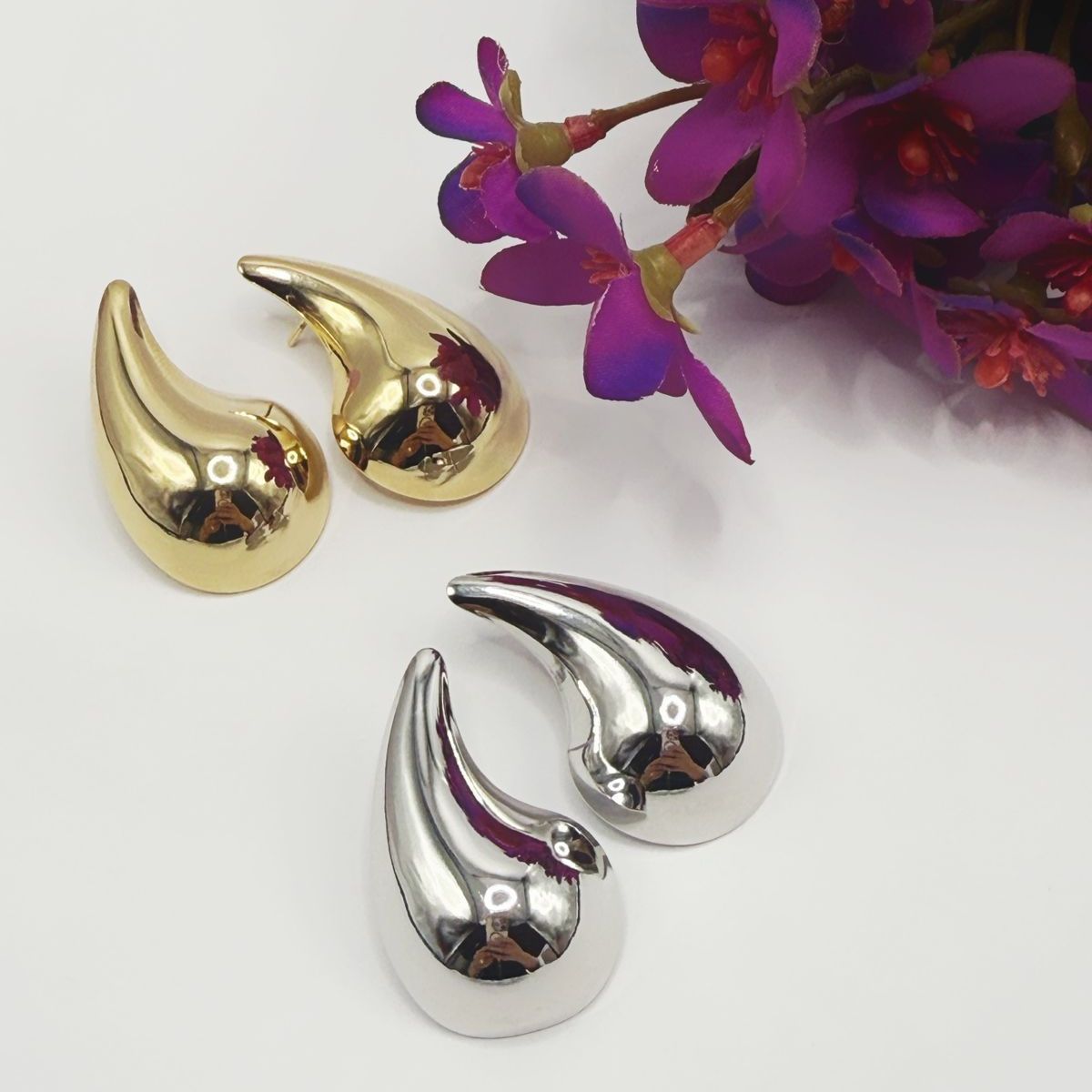 Brinco Gota Banhado a Ouro Maximalista - Imagem 3