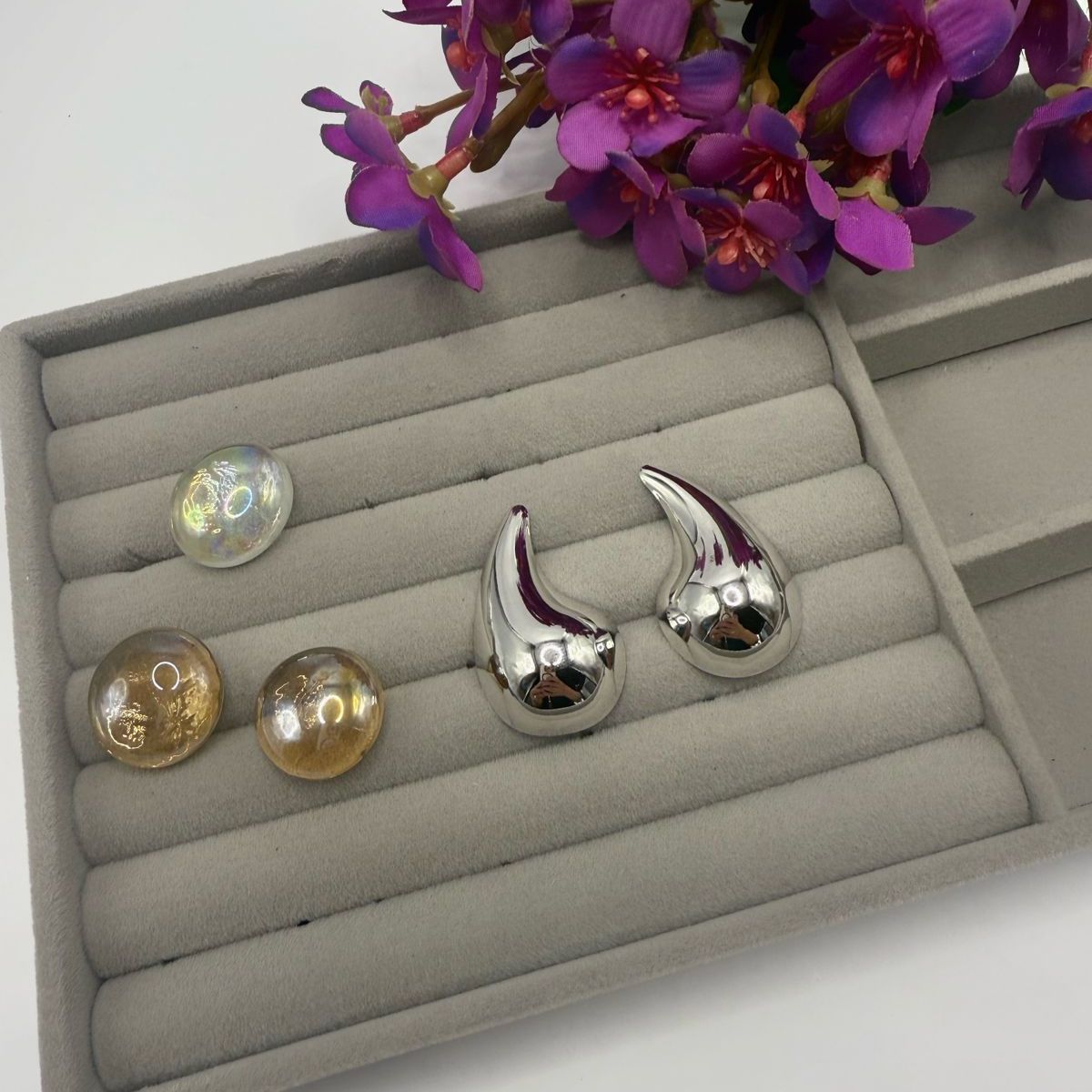 Brinco Gota Maximalista Ródio Branco