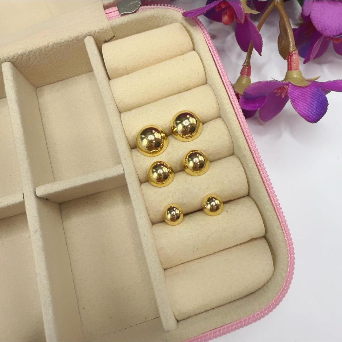 Trio de Brincos Bolinha Banhado a Ouro - Essencial e Versátil