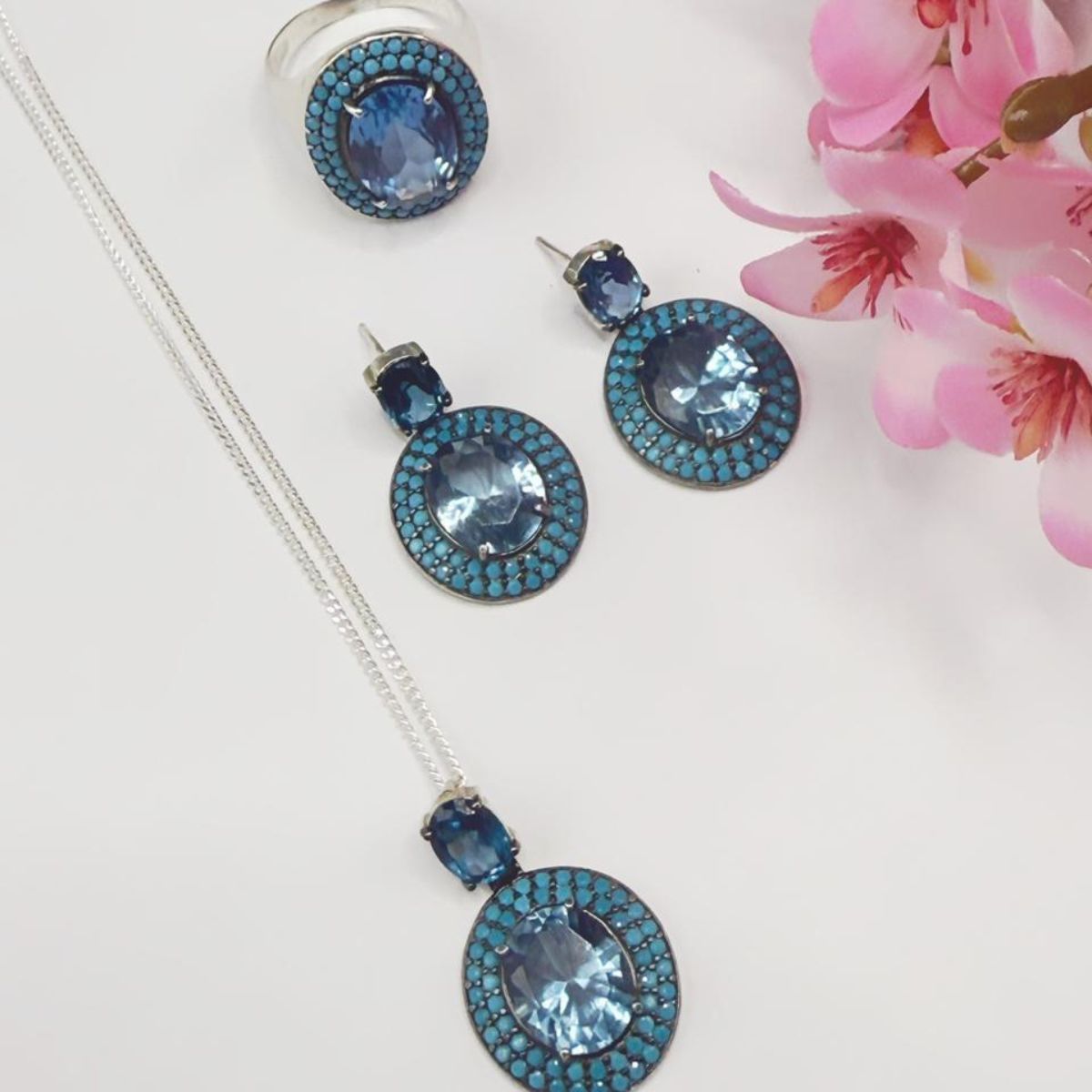 Conjunto em Prata Água Marinha Luxo - Imagem 2