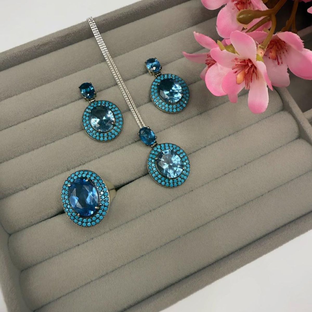 Conjunto em Prata Água Marinha Luxo - Imagem 3