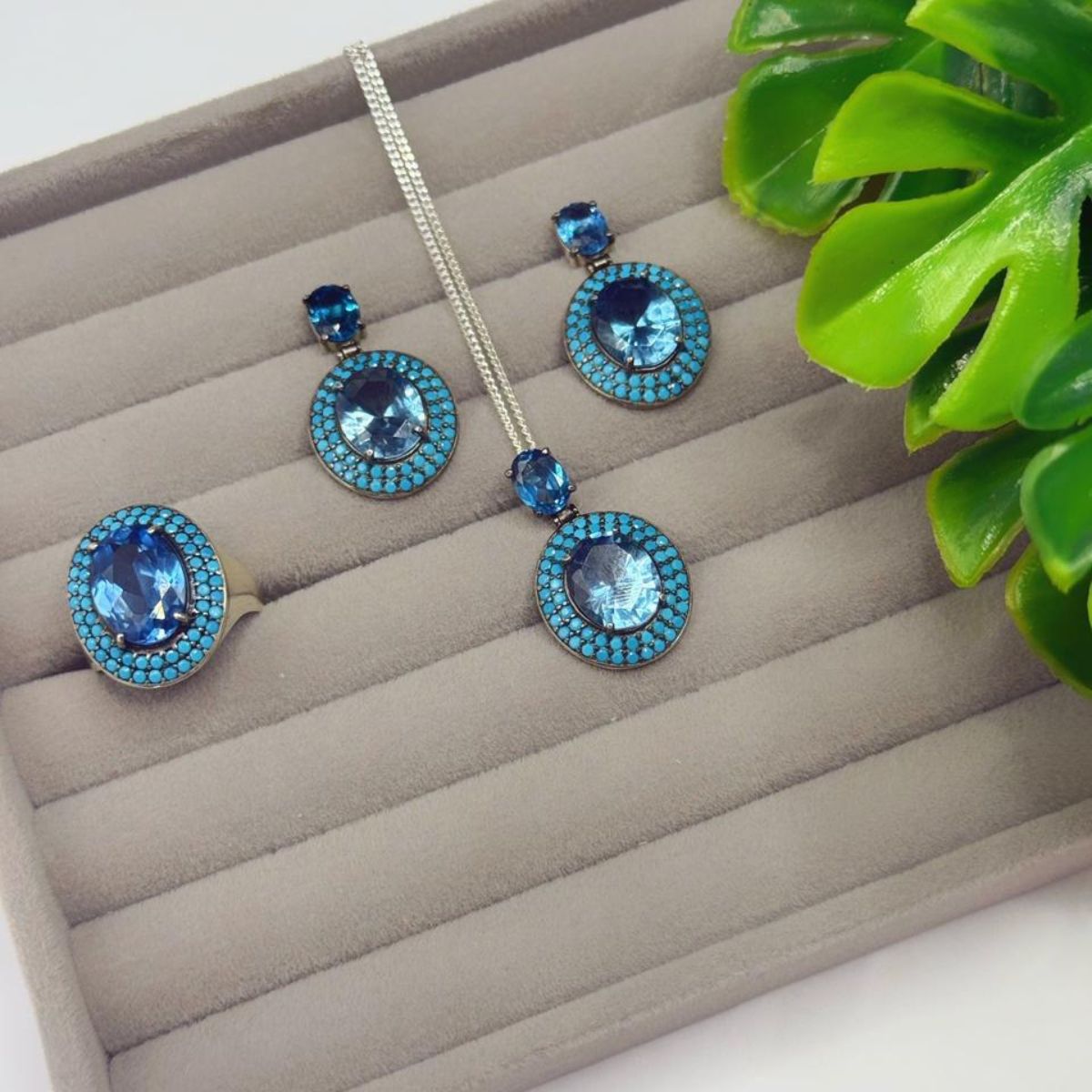 Conjunto em Prata Água Marinha Luxo - Imagem 5