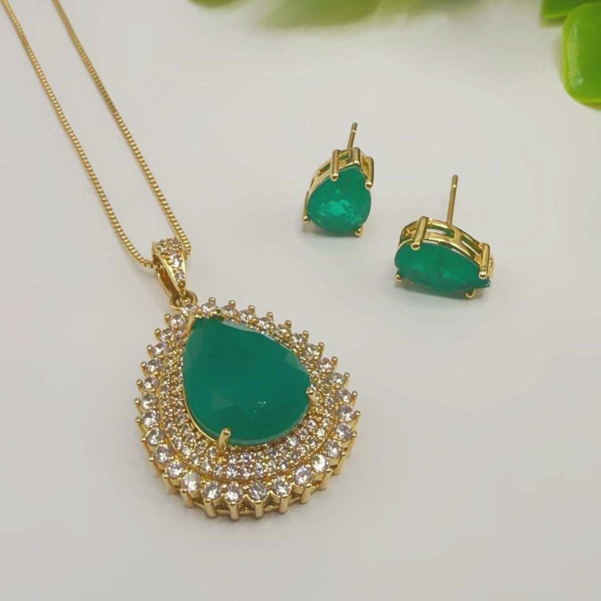 Conjunto Gota Fusion Banhado a Ouro 18K